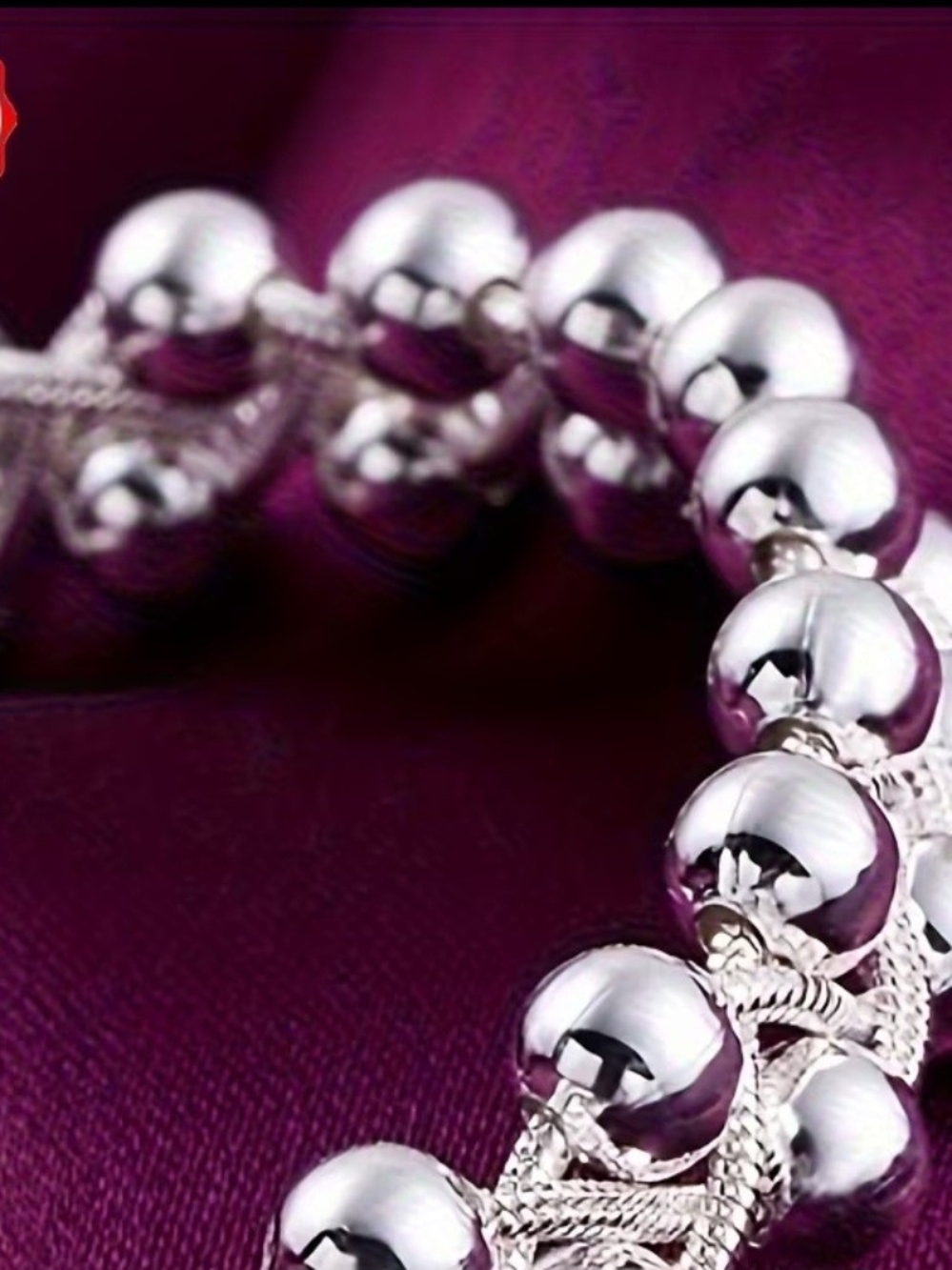 Classic Silver Beaded Bracelet - Polished Metallic Finish